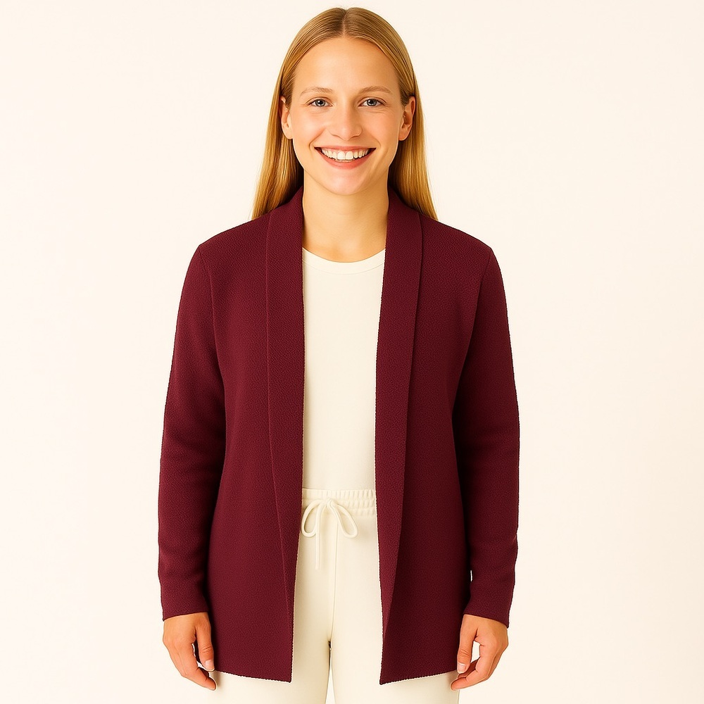 Barefoot Dreams Cardigan Sweater Cozychic Lite Island Wrap 903 Berry Wine S/M